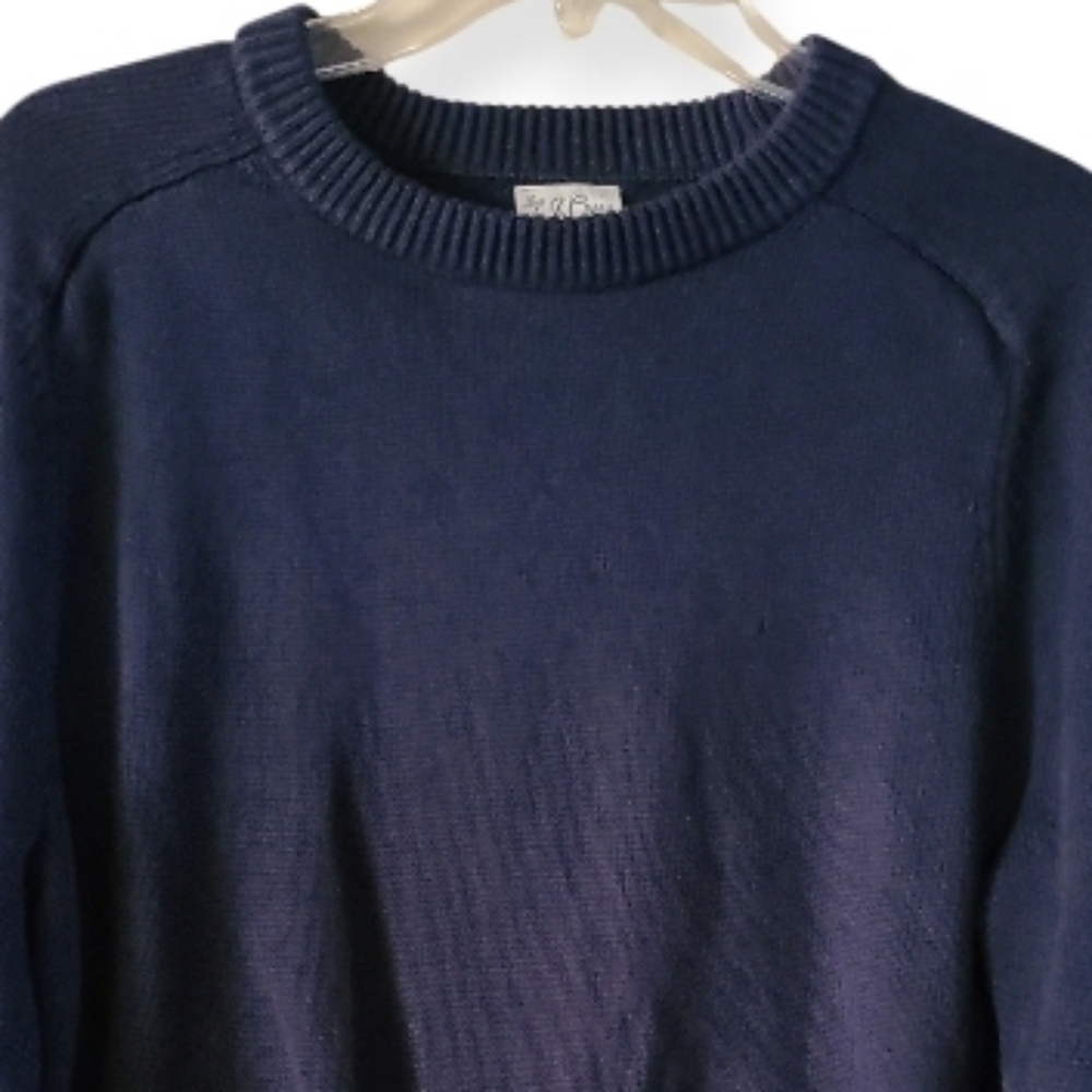 J. Crew Hand Knit Crewneck Sweater Navy Blue Fishermans 100% Cotton - Picture 5 of 17